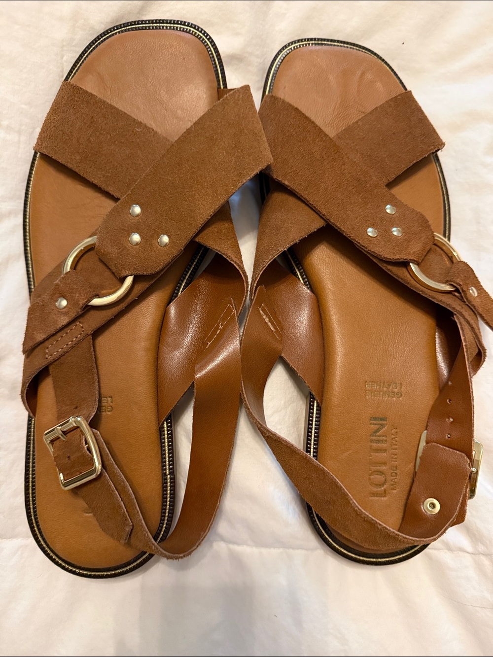 Brown Suede Cross-Strap Sandals for Women